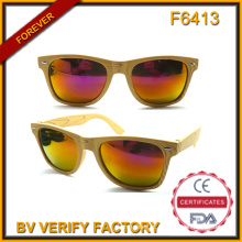 Óculos de sol baratos F6413 com padrão de madeira (amostras disponíveis)
